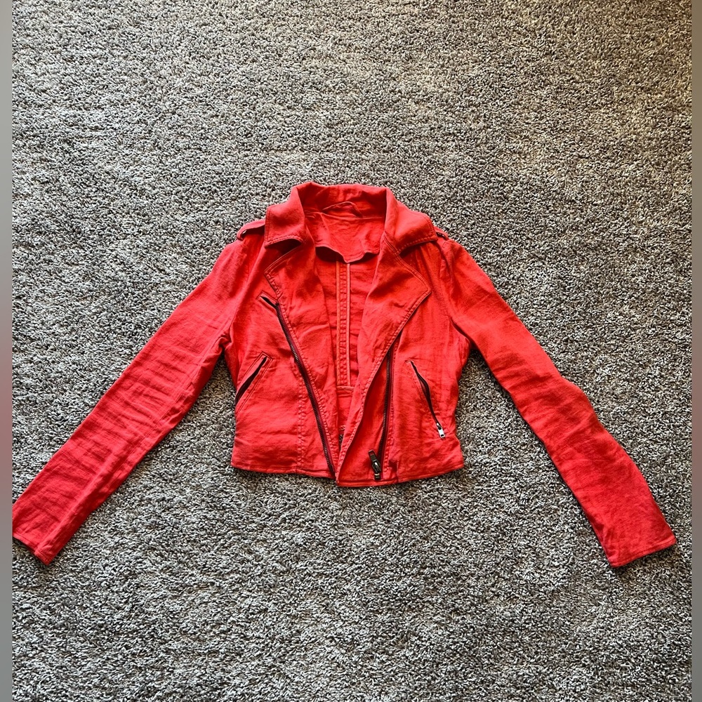 Linen moto jacket